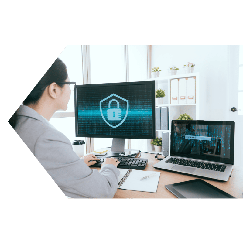 woman protecting ther digital financial information 