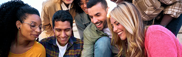 Group of diverse friend group hanging out