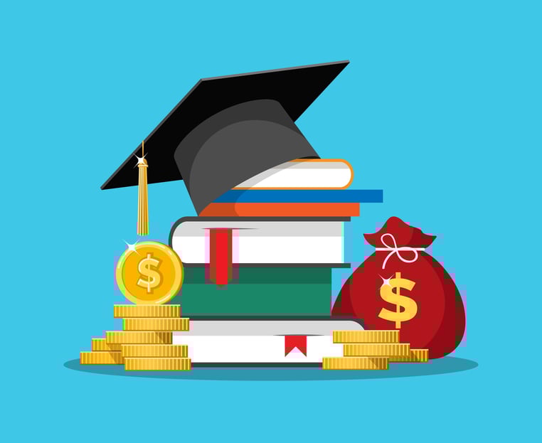 Picture of graduation cap on top of books