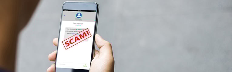 Text message SMS scam or phishing concept