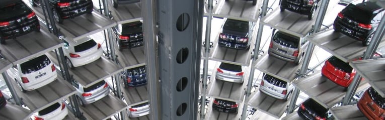 Cars parked in a car vending machine
