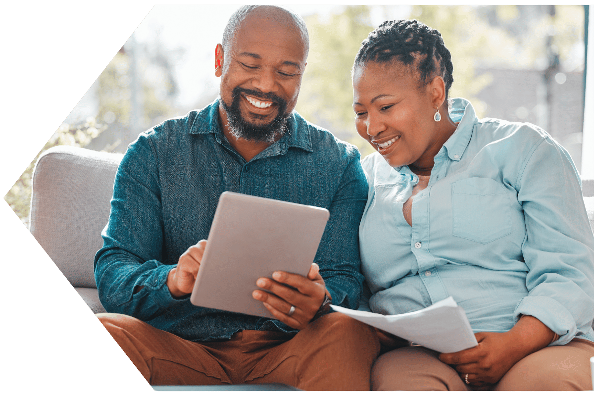 Couple using the Peach State FCU Mobile Banking App