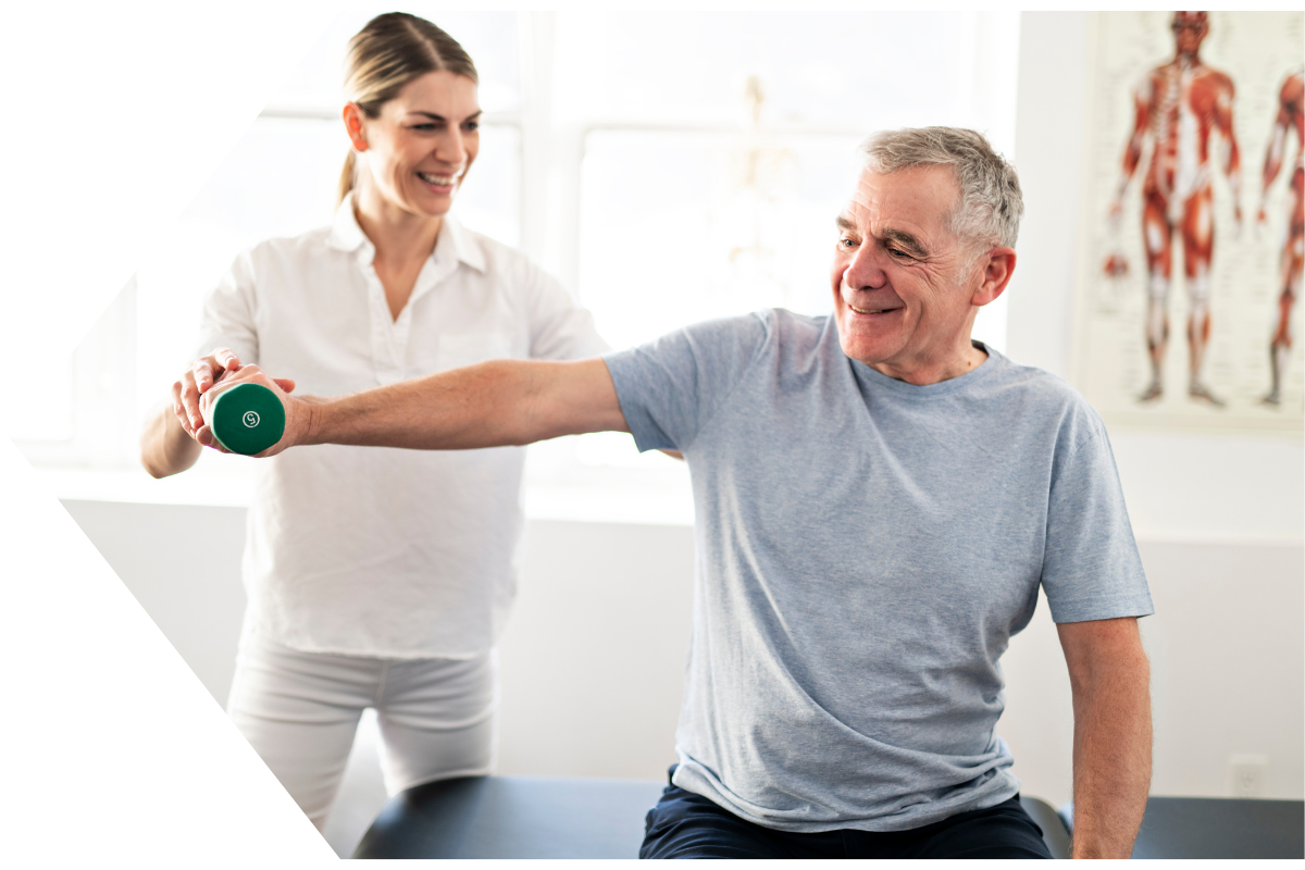older man doing physical therapy