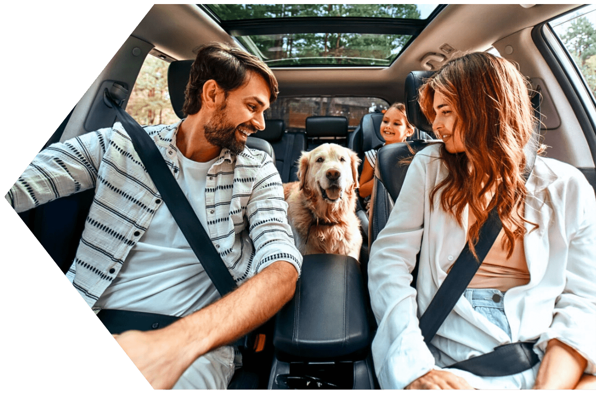 This happy family is driving away with an auto loan from Peach State FCU This happy family is driving away with an auto loan from Peach State FCU