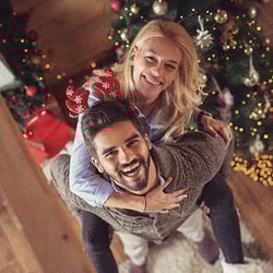 happy couple during the holidays