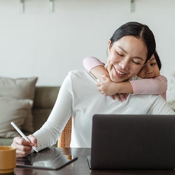 Mother pays bills with her daughter