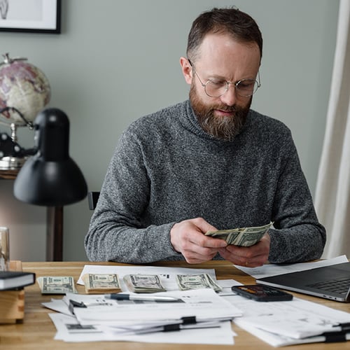 Man plans out his future savings