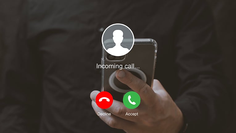 Incoming call on a cellphone 