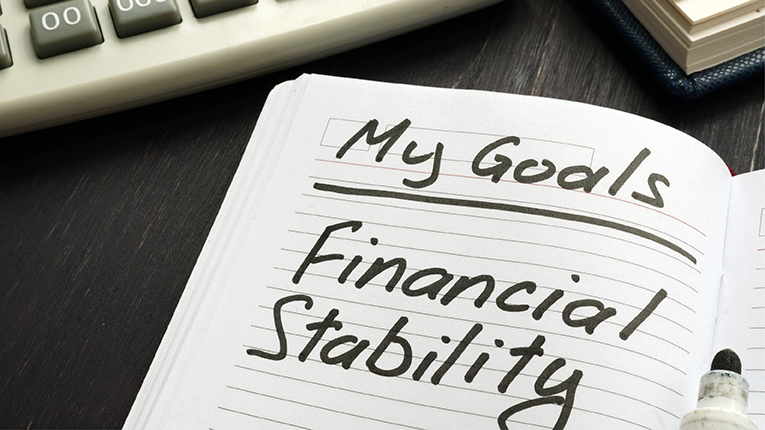 financial goals notebook toward financial stability