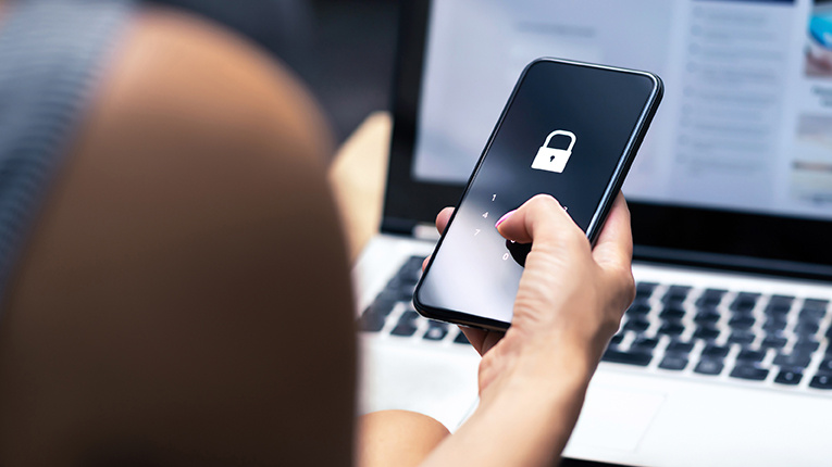 Phishing, mobile phone hacker or cyber scam concept.