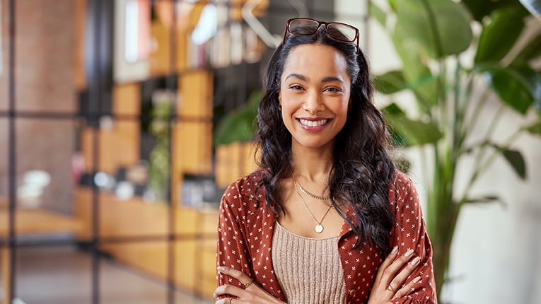 Smiling middle aged woman