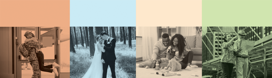 Service members hugging, newly married couples, families or retirees can all count on Peach State for a mortgage