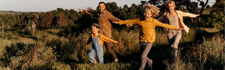 Family enjoying fall outdoors 